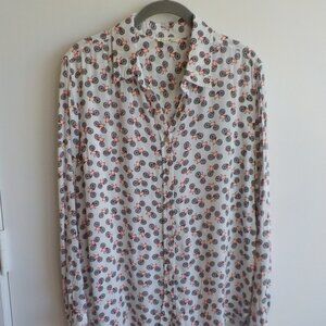 Jane & Delancey Blouse - Bicycle Print Long Sleeve White - Medium (534)